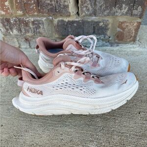 Hoka Women's White and Blush Kaha Running Shoes